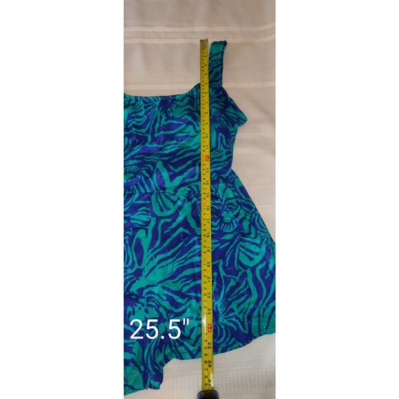 Vintage Esther Williams Swimsuit Sz 16 One Piece Romper Shorts Teal & Blue USA - Picture 8 of 16